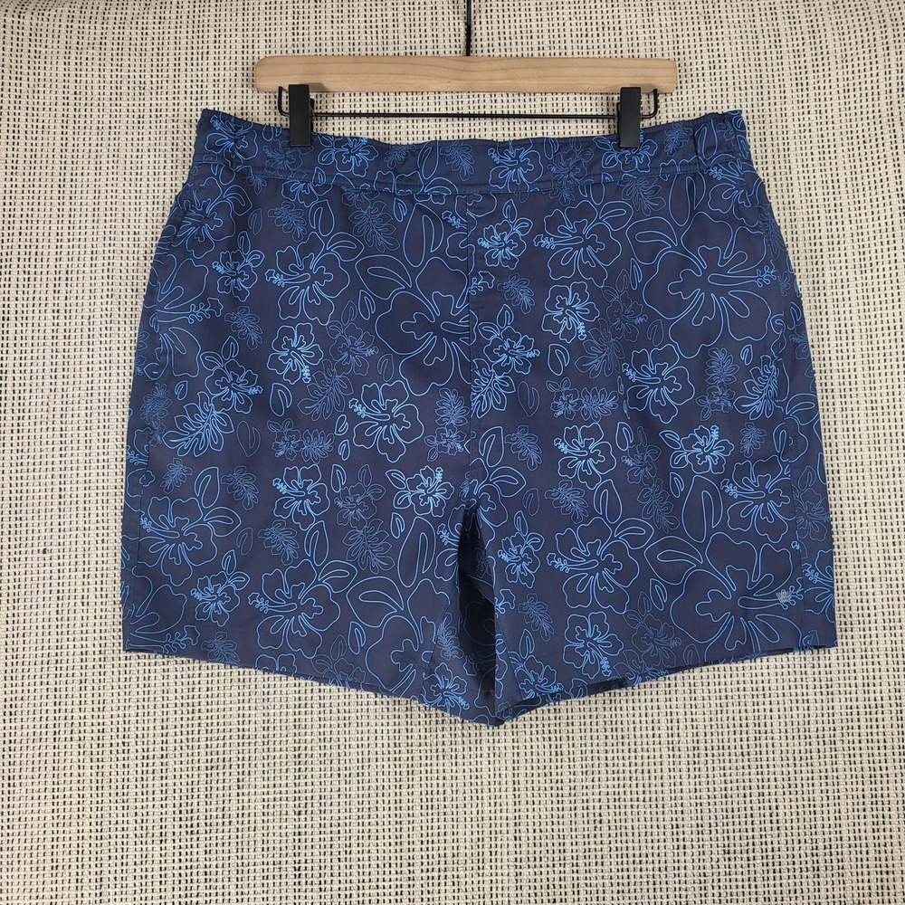 Mack Weldon Swim Shorts Mens XL Blue Floral‎ Hibiscus Board Trunks Quick Dry